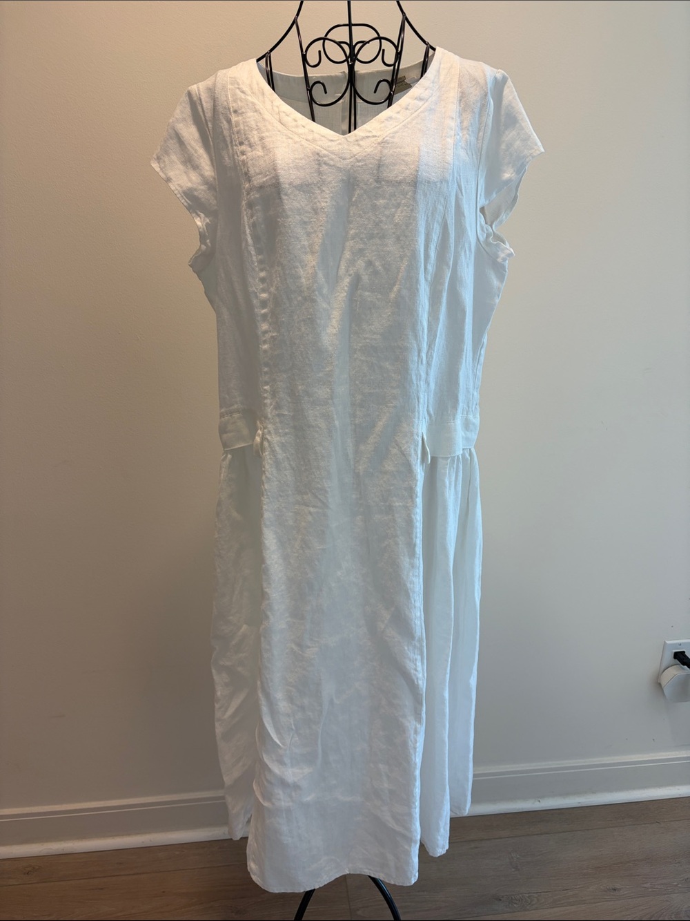 Women’s Baltic Linen Short Sleeve Dress, size XL, white